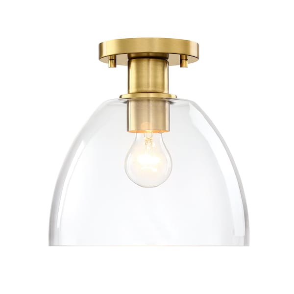 Designers Fountain Indigo 10 in. 1-Light Brushed Gold Modern Semi Flush Mount with Clear Glass Shade for Bedrooms D312M-SF-BG - main